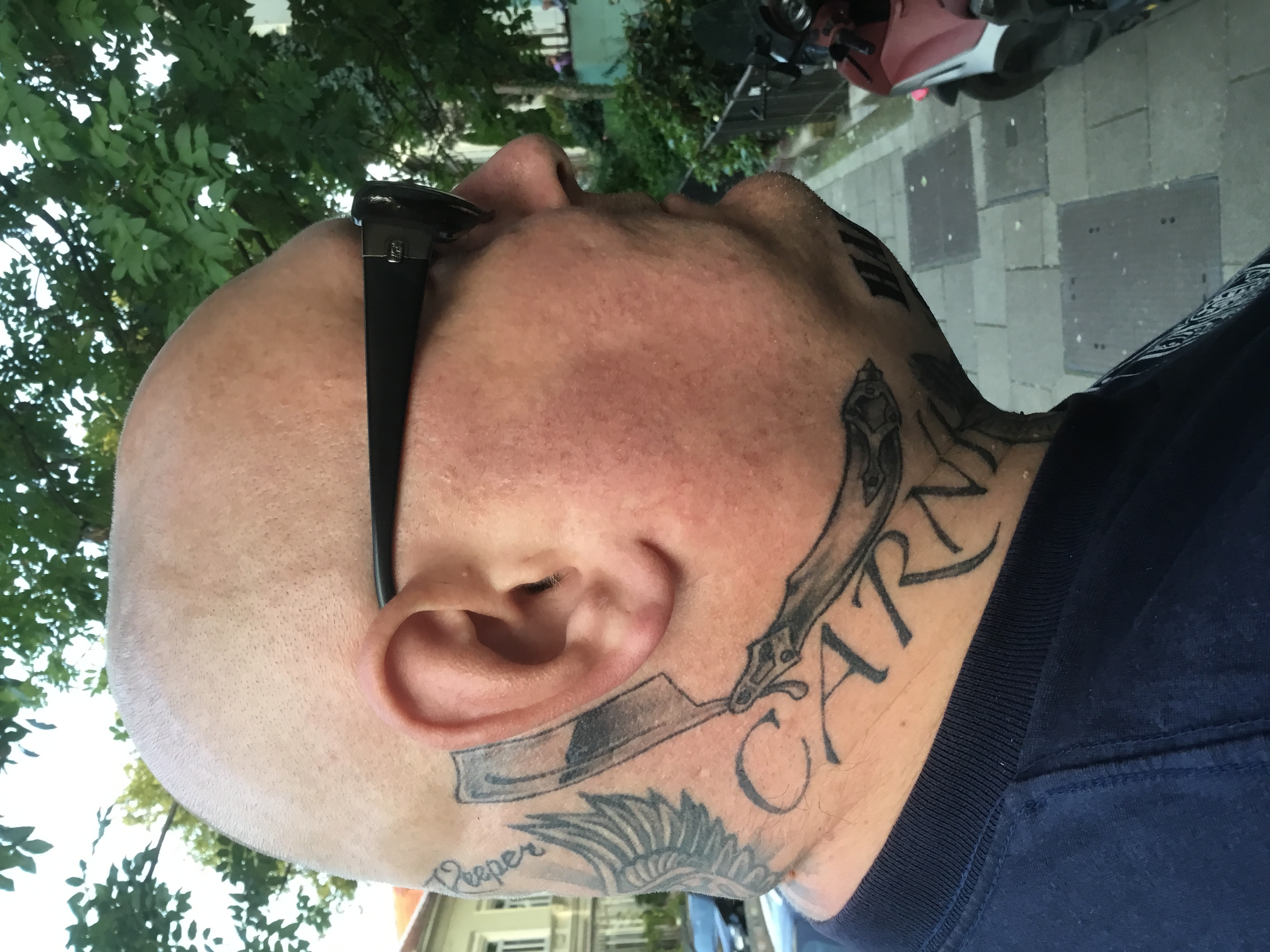 Black And Grey Neck Tattoos