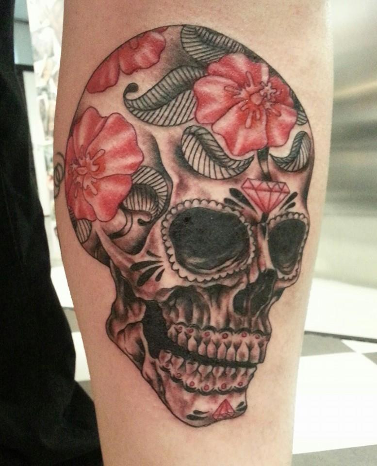 Black & Grey Lower Leg Tattoo Olivia Moonchild TrueArtists