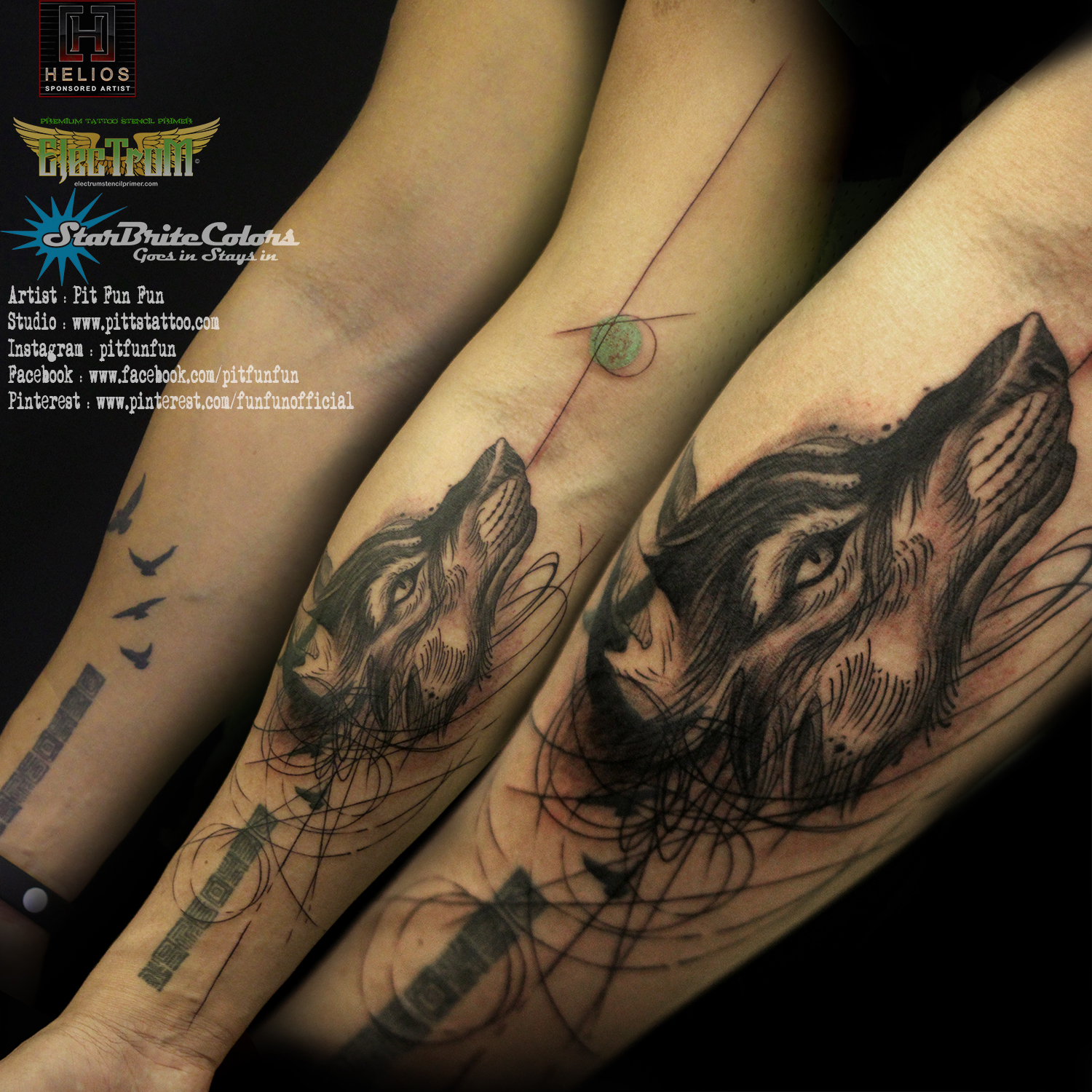 Black & Grey Arm Tattoo | Pit Fun - TrueArtists