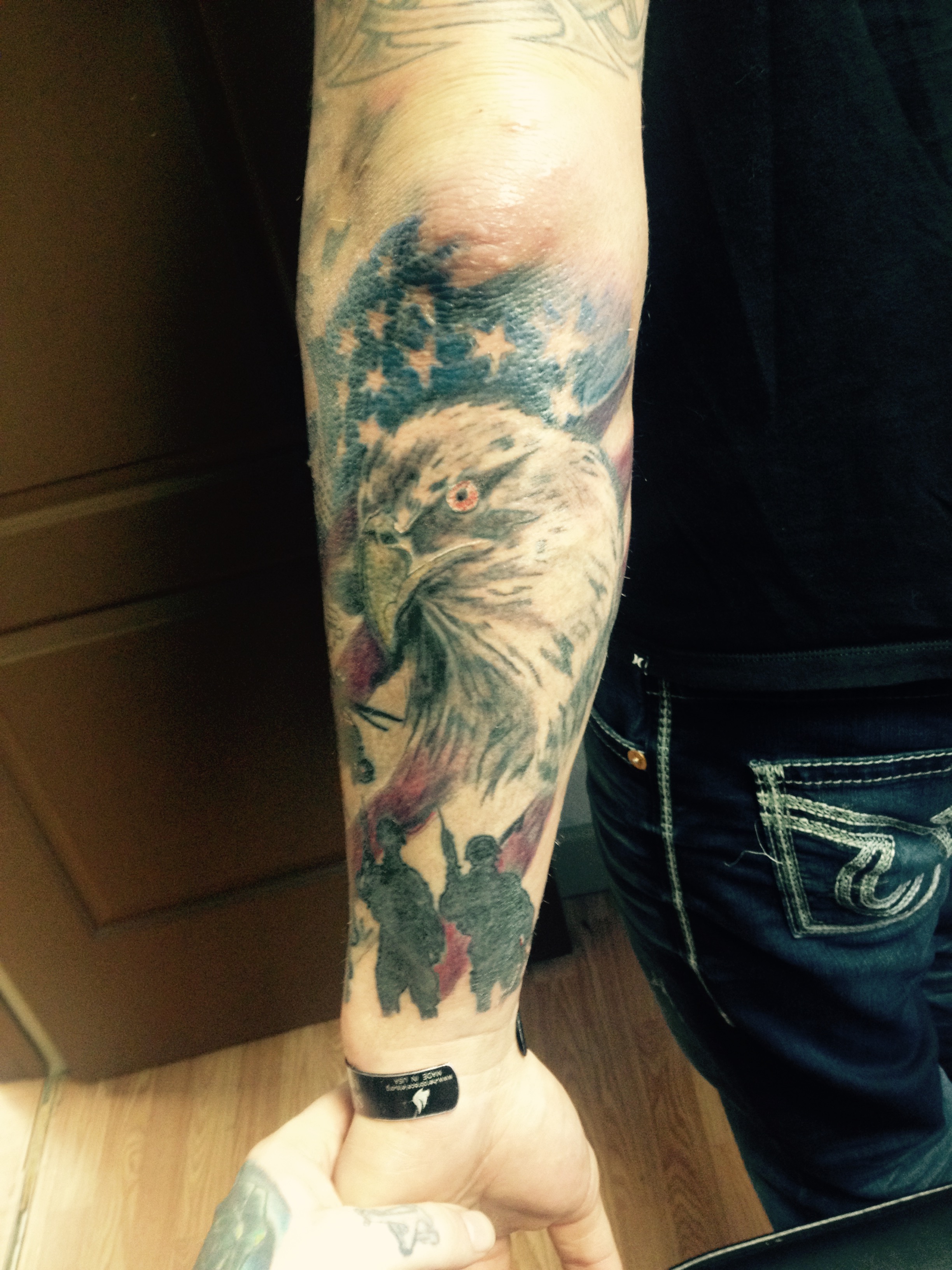 eagle flag arm tattoos