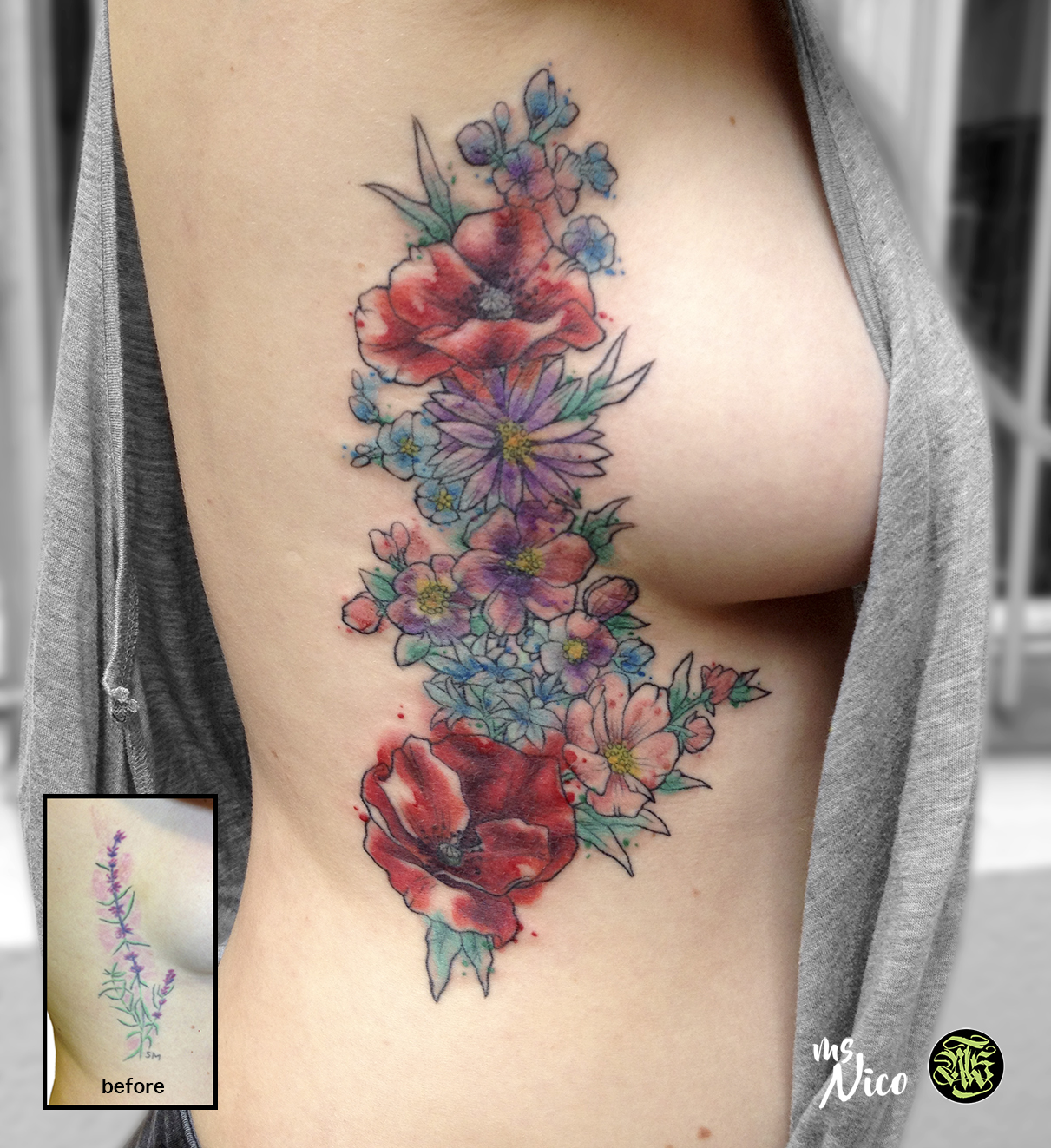 Color Ribs Tattoo | Miss Nico - TrueArtists