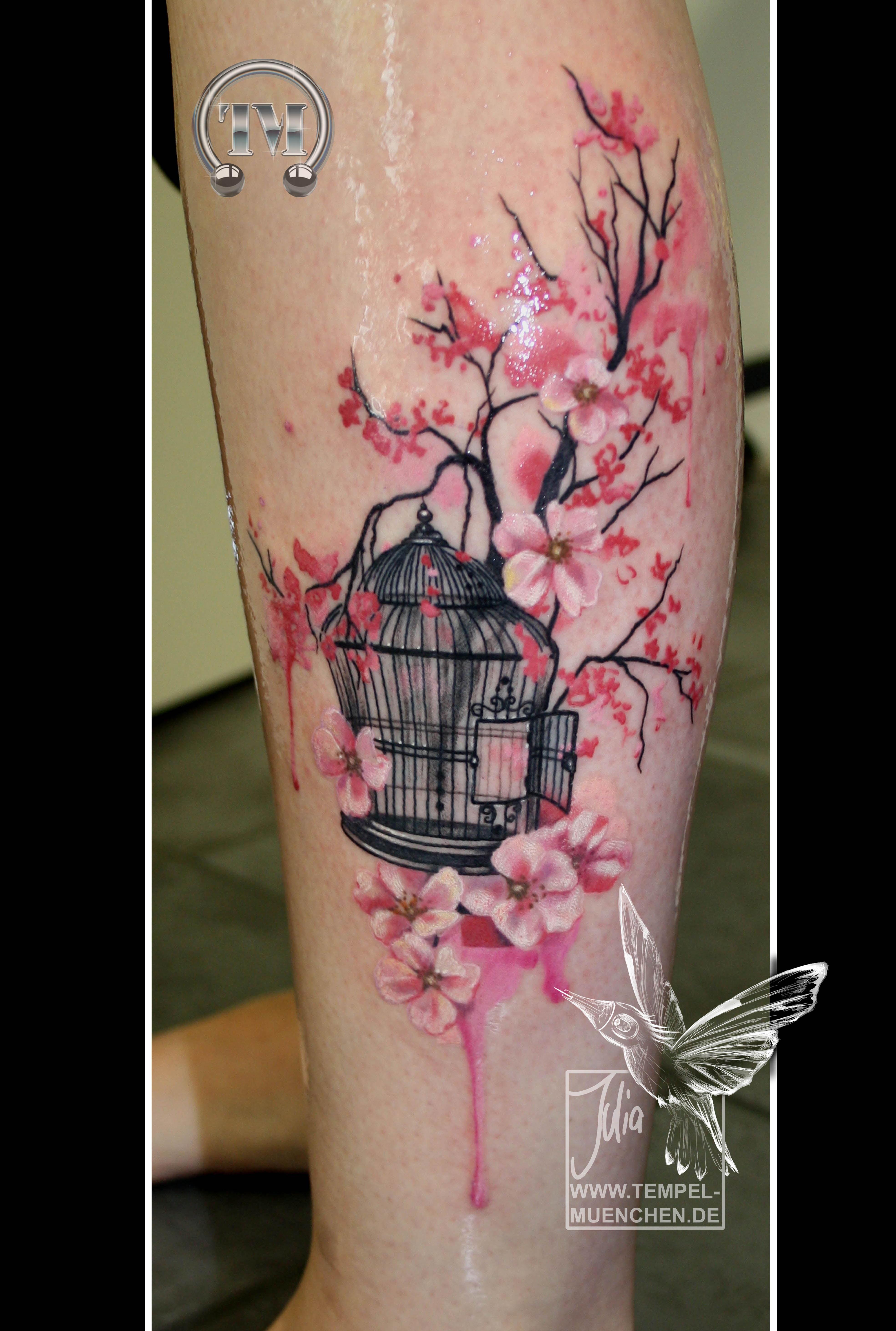 Cherry Blossom Thigh Tattoo