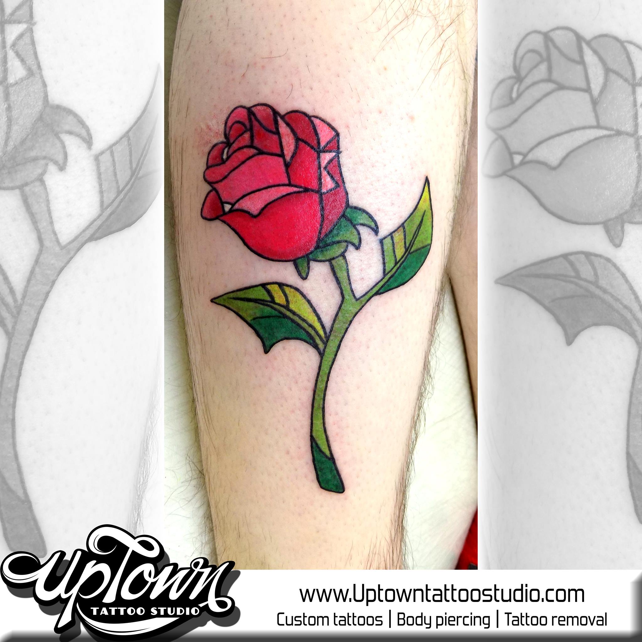 Beauty And The Beast Thigh Tattoo