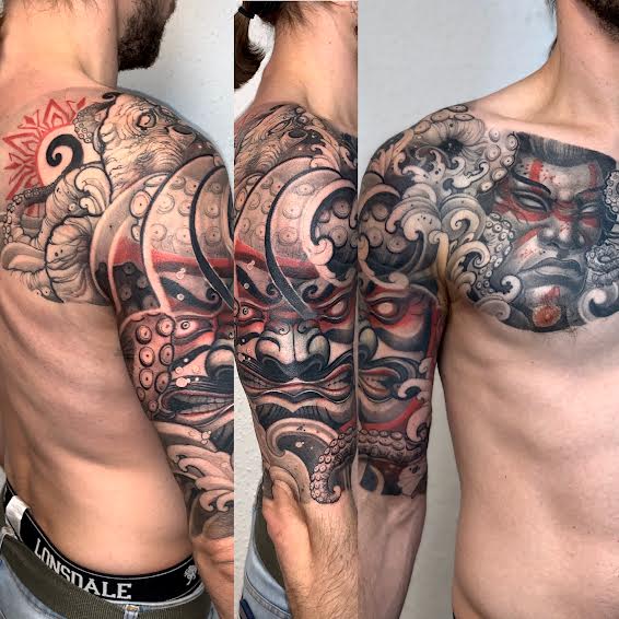 Tattoo Connect on X: Beautiful Japanese tattoo on upper arm